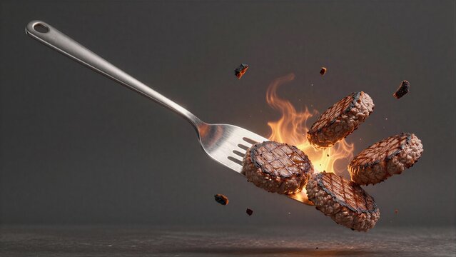 Grilled burgers explode in fiery burst spatula flips them mid-air