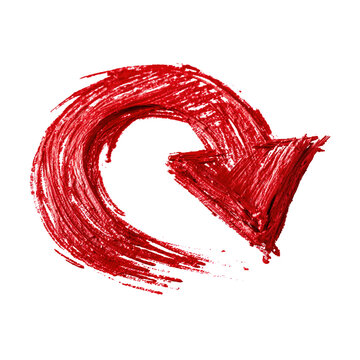 Red hand-drawn circular arrow on transparent background