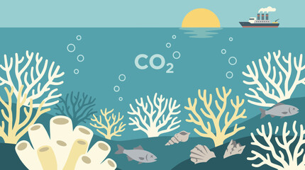 Ocean Acidification Bleached Coral Underwater © Bima