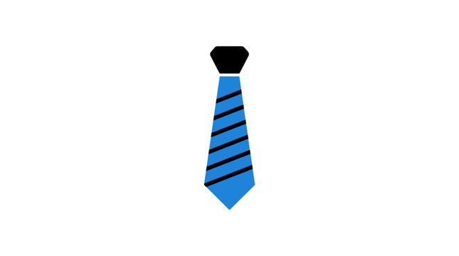 Blue striped necktie icon on white background.