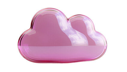 Naklejka premium Pink translucent cloud glass shape on transparent background