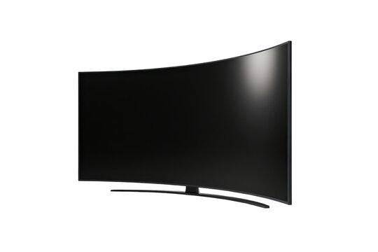 Sleek Black Curved Screen Television Display Turned Off Against Dark Background