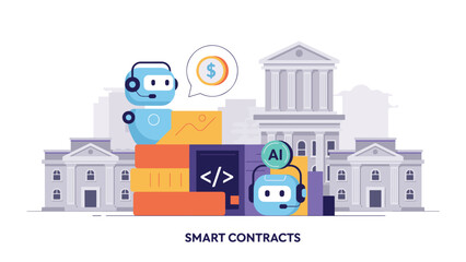 Fototapeta premium Automated Financial Transactions with Artificial Intelligence and Blockchain