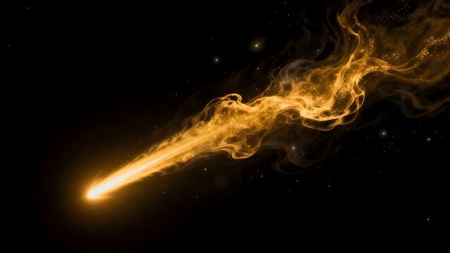 Golden comet streaking through space