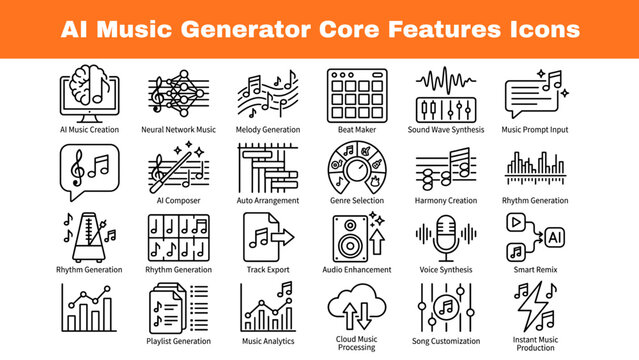 AI Music Generator Icons