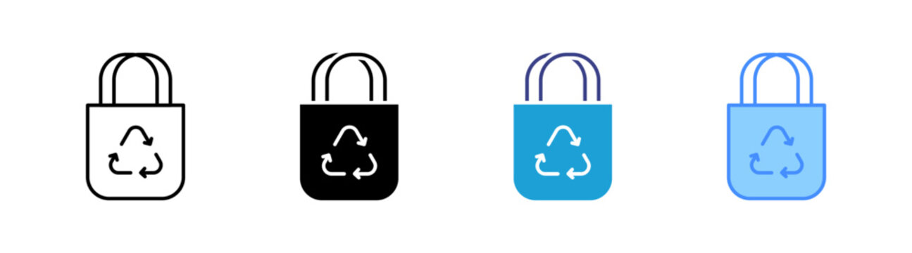 Recycle Bag icon set multiple style collection