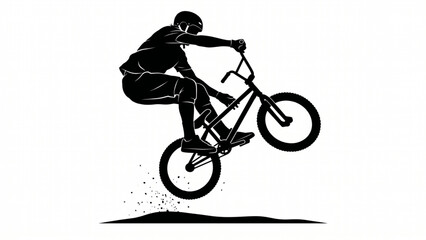 Naklejka premium Extreme BMX Cyclist Freestyle Silhouette Action Vector Design