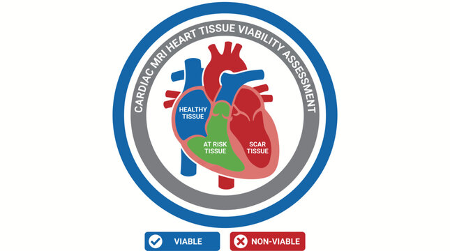 Cardiac MRI Heart Tissue Viability Assessment Imaging Illustration