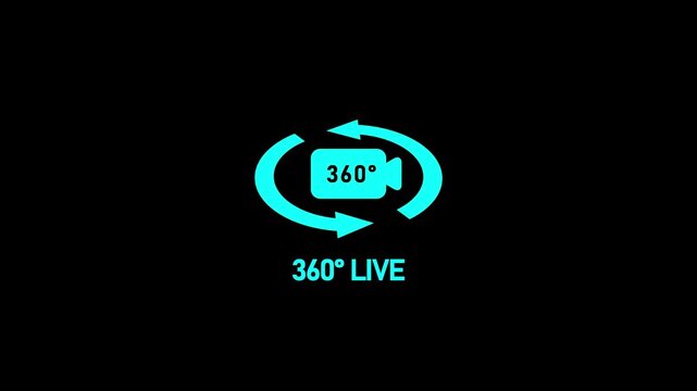 360 degree live circular motion with neon ring and text animation