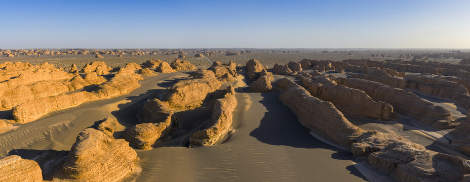 Yadan landform desert panorama near Dunhuang, Gansu, China