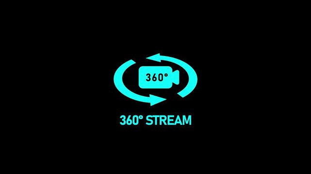360 degree panoramic view rotating circle symbol motion animation