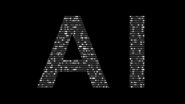 Ai words text typography video overlay template with random fractal noise animation 
