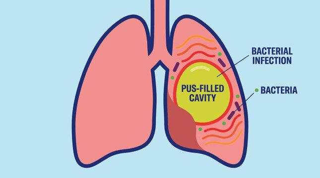 Lung Abscess Pus-Filled Cavity from Bacterial Infection