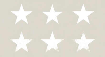 Obraz premium Six white stars on beige background