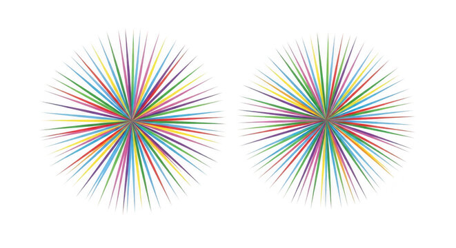 Colorful fireworks burst patterns with bright spark effects on dark night