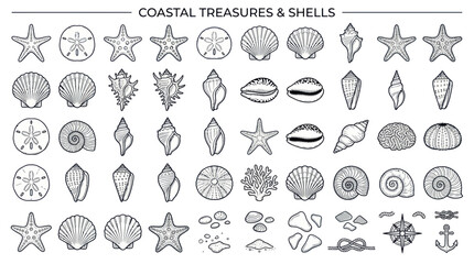 Marine life and seashell line art collection © Joyo