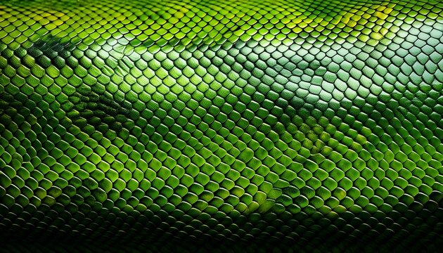 Beautiful Green Bright Python Skin Reptile Skin Texture Multicolored Close Up As A Background