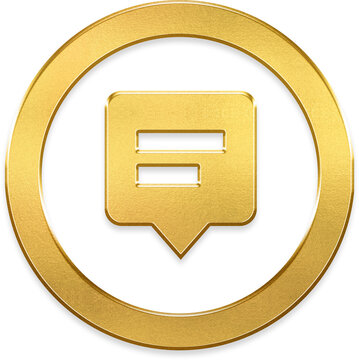 Glossy gold msg alt detail icon transparent metallic circle badge