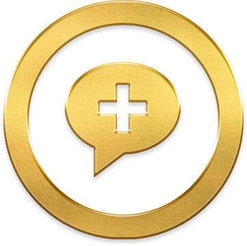 Shiny golden msg rnd add 3d transparent round badge metallic symbol