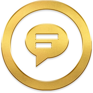 Glossy gold msg rnd detail icon transparent metallic circle badge