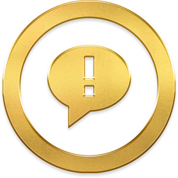 Shiny golden msg rnd error 3d transparent round badge metallic