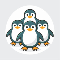 Naklejka premium Cute Cartoon Penguins Group