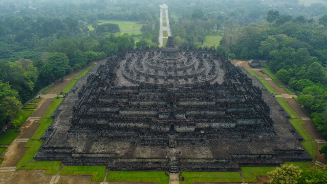 Borobudur temple complex in java, indonesia