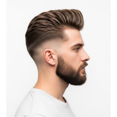 Fototapeta premium Man with short styled hair and beard in side profile