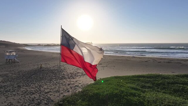 Bandera Chilena en la playa
