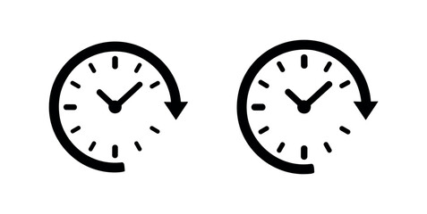Clock icons with arrows indicating time passing or turnaround © liubomir118809