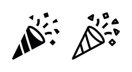 Party Popper Icon - Black and White Outline Symbols © liubomir118809