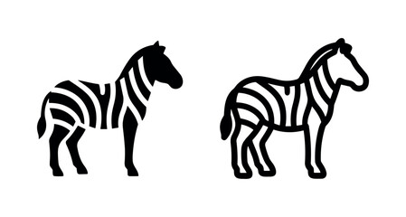 Fototapeta premium Zebra Icon - Black and White Outline Symbols