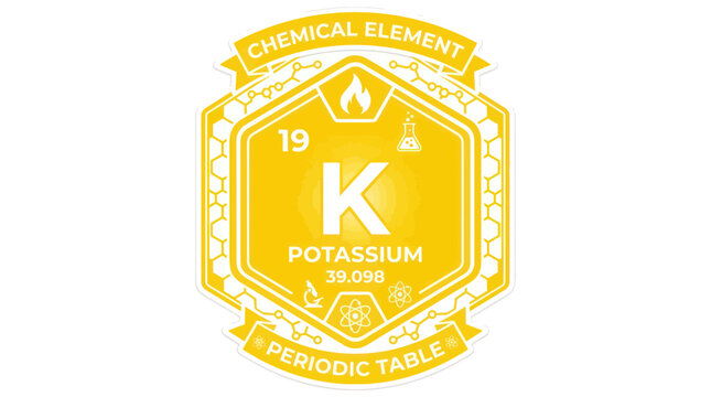 Potassium chemical element badge for periodic table science design