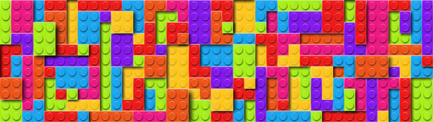 Realistic colored plastik constructor background with shadows. Play and build concept. Vector illustration © boxerx