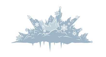 Stylized illustration of a jagged ice formation with snowflakes and hanging icicles. © Joko santoso