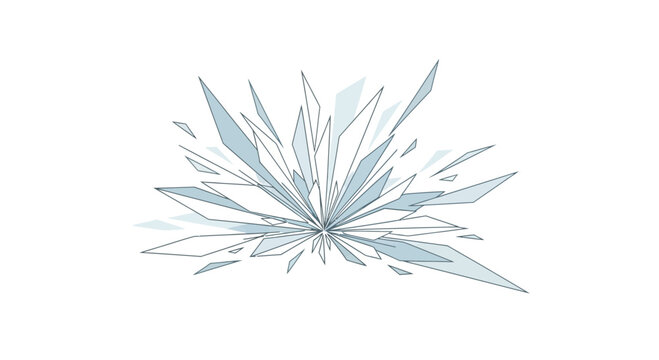 Abstract illustration of shattered glass shards exploding outward.