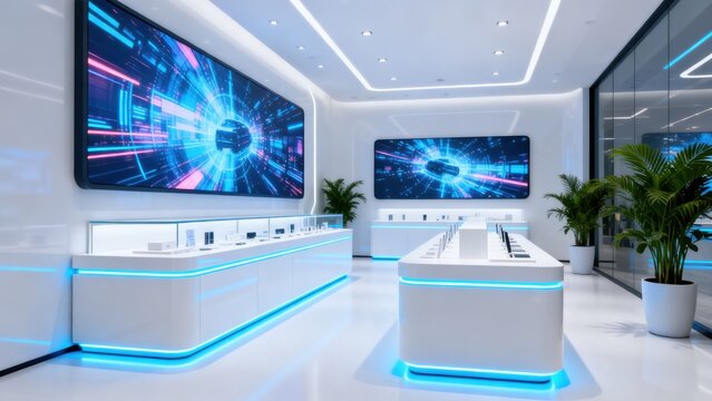 Modern tech store interior