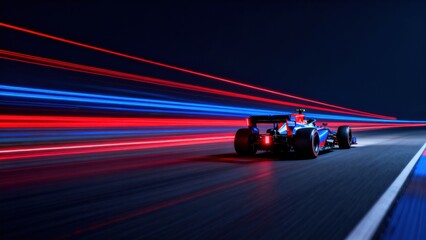 Obraz premium Race car on track at night