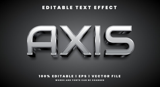 axis 3d text effects, metal colors. Text style effects.