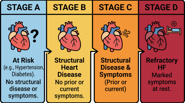 Heart Failure Stages A through D Classification Chart