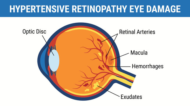 Hypertensive Retinopathy Eye Damage Anatomy Diagram