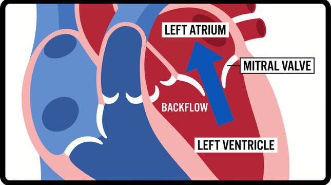 Mitral Valve Regurgitation Backflow Arrow Diagram