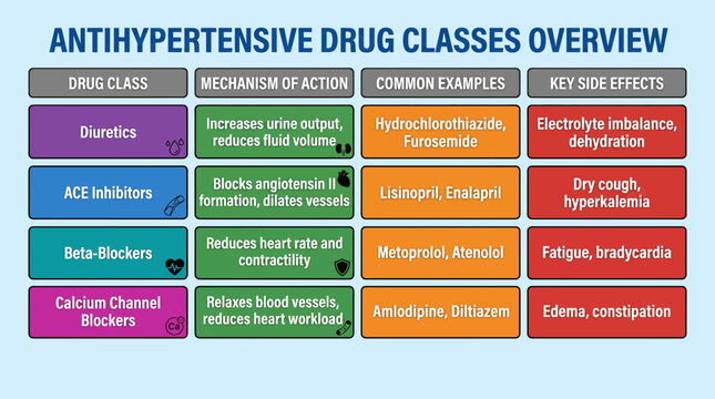Antihypertensive Drug Classes Overview Comparison Chart