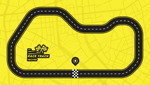 Road track or Race track isolated on yellow background.