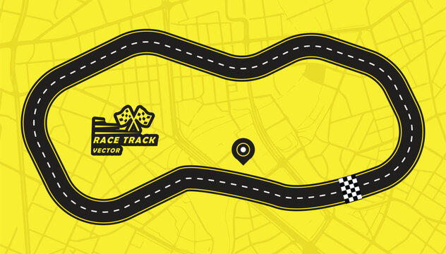 Road track or Race track isolated on yellow background.