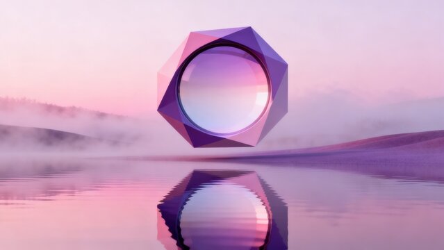 Abstract geometric shape over water