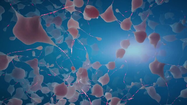 Neurons sending pulsating electric impulses and communicating with each other Concept For Neurological Diseases Tumors And Brain Surgery in 4K Ultra HD footage
