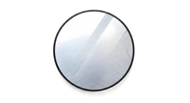 Modern Circular Mirror with Sleek Reflective Glass Surface.