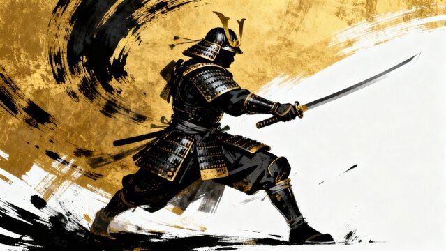 Samurai warrior in dynamic pose
