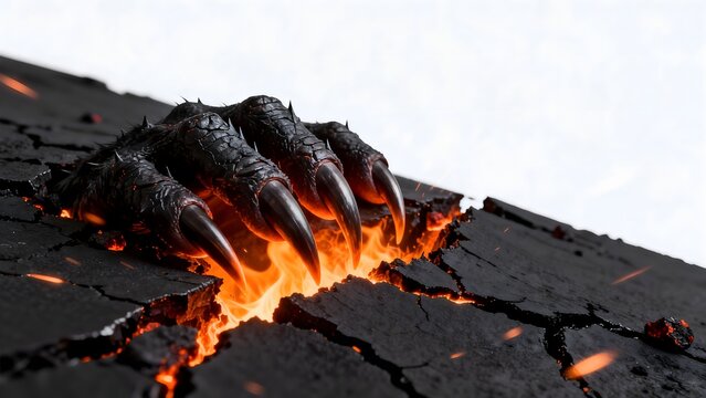Demon claw emerging from cracked ground